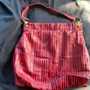 Zara Red Faux Leather Crinkle Hobo Bag